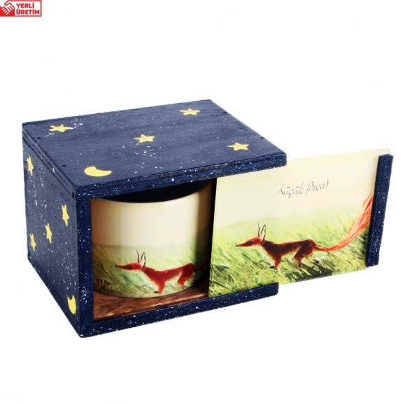 Küçük Prens Ahşap Kutulu Kupa 3D Pleksi Baskı Küçük Prens Puf Yastık Hediye Seti 1 - 2