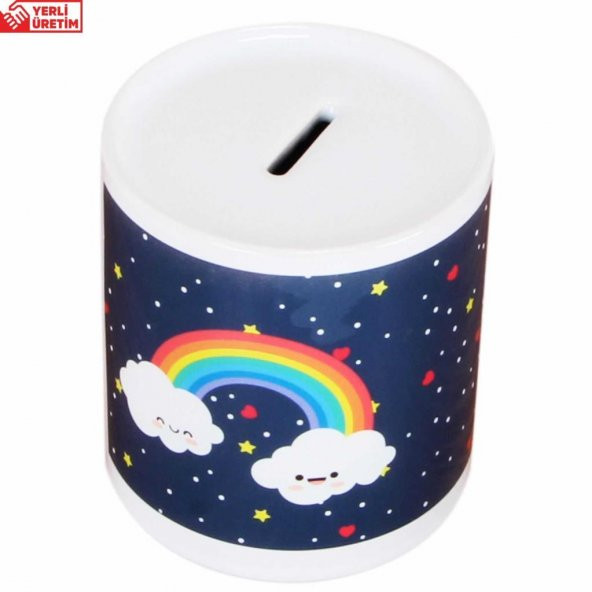 Gülümseyen Gökkuşağı Unicorn Biblo Kalemlik Unicorn Kumbara Unicorn Kupa Hediye Seti - 4