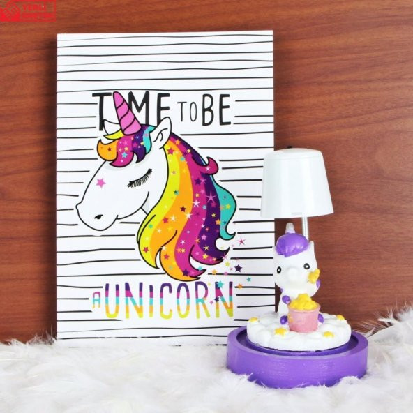 Unicorn Günlük Hatıra Defteri Sevimli Unicorn Işıklı Masa Gece Lambası Biblo Hediye Seti
