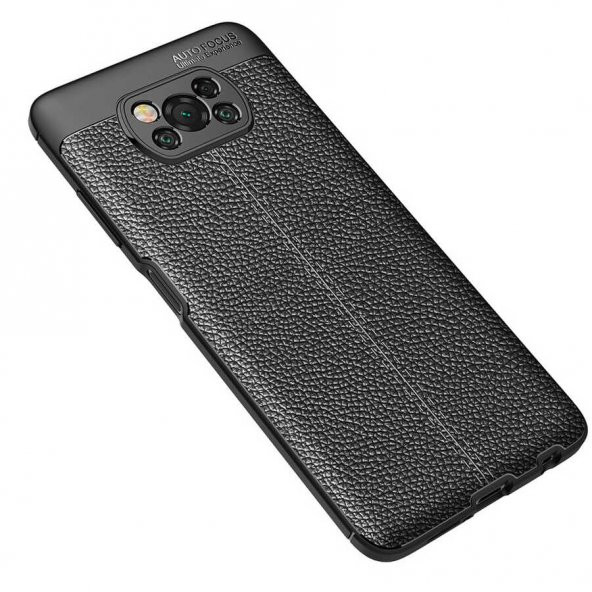 Xiaomi Poco X3 Kılıf Kamera Korumalı Deri Görünümlü Silikon Kılıf - 5
