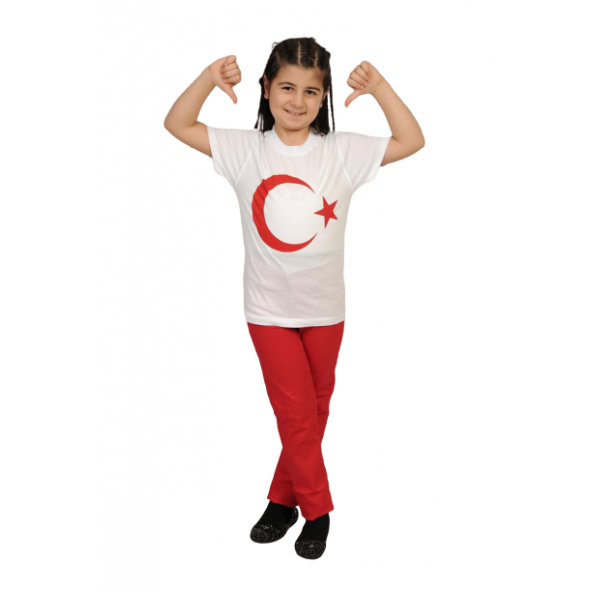 Erkek ve Kız Çocuk Türk Bayraklı 23 Nisan Çocuk Tişört - 2