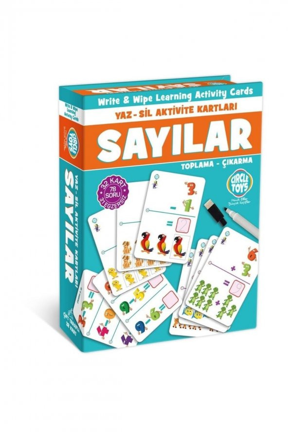 Sayılar Yaz,Sil Aktivite Kartları Çift Taraflı 32Kart