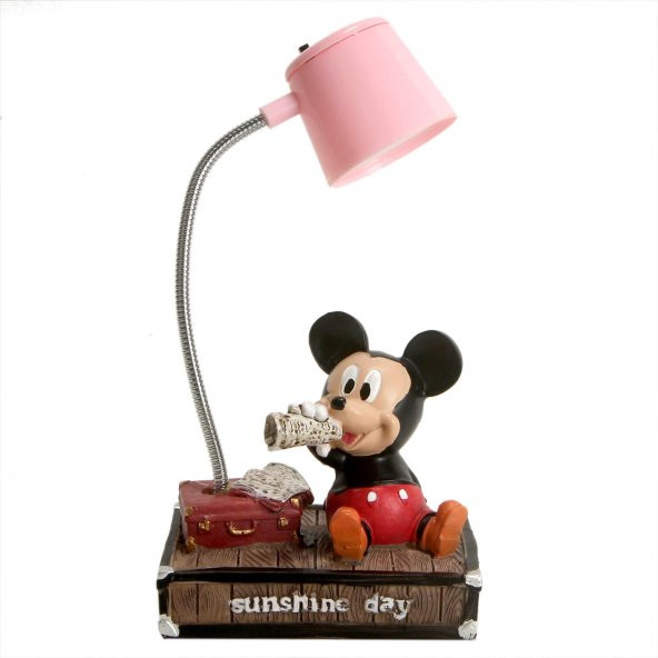 Mickey Mouse Pembe Masa Gece Lambası Işıklı Biblo
