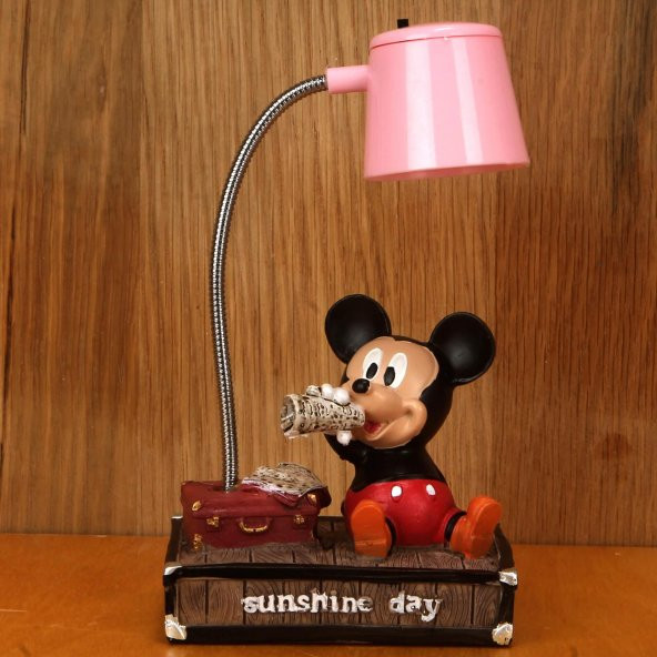 Mickey Mouse Pembe Masa Gece Lambası Işıklı Biblo - 3