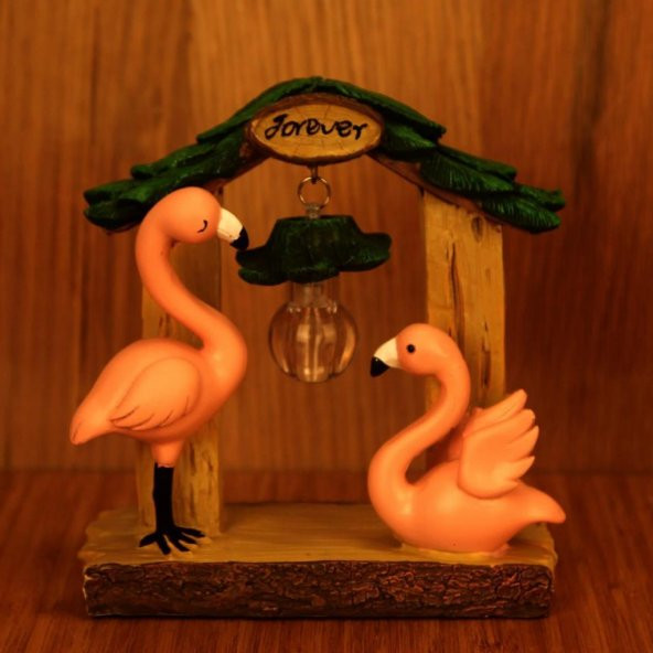 Flamingoların Aşkı Gece Lambası Işıklı Biblo Flamingo B4 - 3