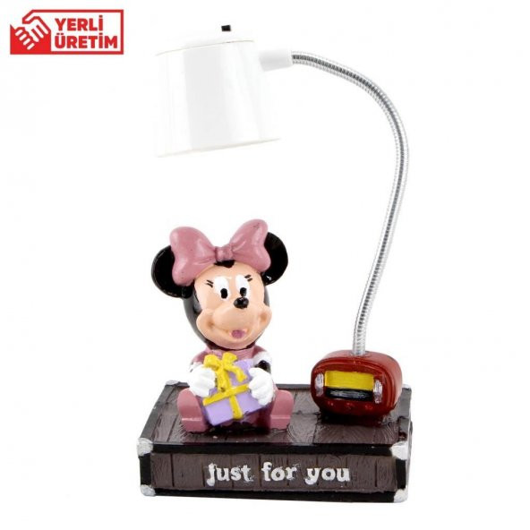 Minnie Mouse Beyaz  Masa Gece Lambası Işıklı Biblo