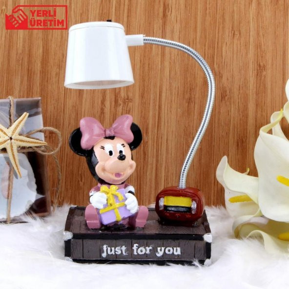 Minnie Mouse Beyaz  Masa Gece Lambası Işıklı Biblo - 3