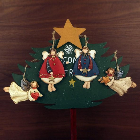 Büyük Boy Polyester Asmalı Melek Figürlü Dörtlü Süs Biblo 3