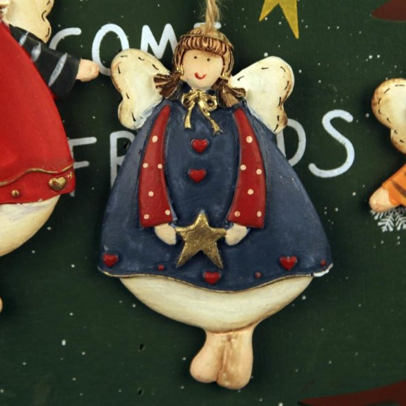 Büyük Boy Polyester Asmalı Melek Figürlü Dörtlü Süs Biblo 3 - 2