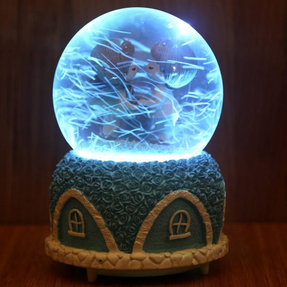 İlk Buluşma Romantik Otomatik Kar Püskürten Su Küresi Büyük Boy Kar Küresi - 2