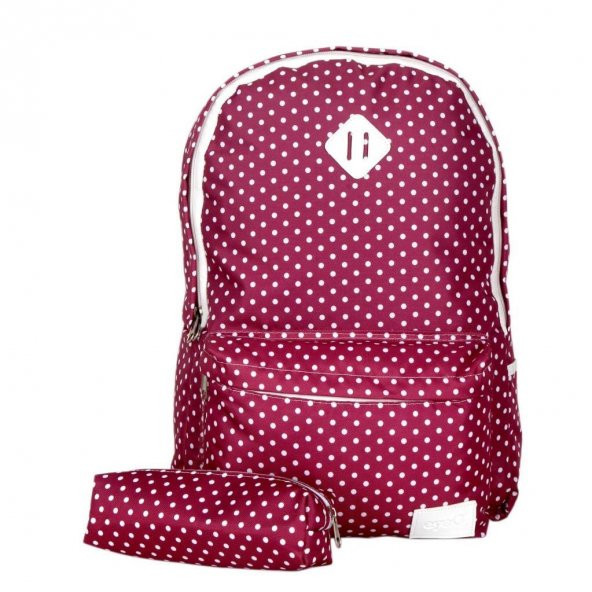 Eye Q Pembe Beyaz Puantiyeli Okul Ve Seyahat Sırt Çantası Kalemlik Hediyeli