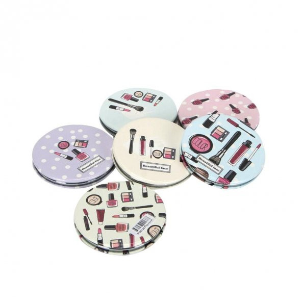 Makyaj Temalı Yuvarlak Cep Aynası