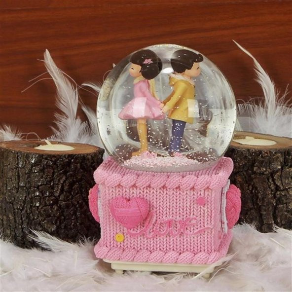 Mutlu Aşıklar Su Küresi Büyük Boy Motorlu Işıklı Kar Küresi - 3