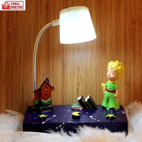 Küçük Prens Beyaz  Masa Gece Lambası Işıklı Biblo Küçük Prensin Hayal Dünyası