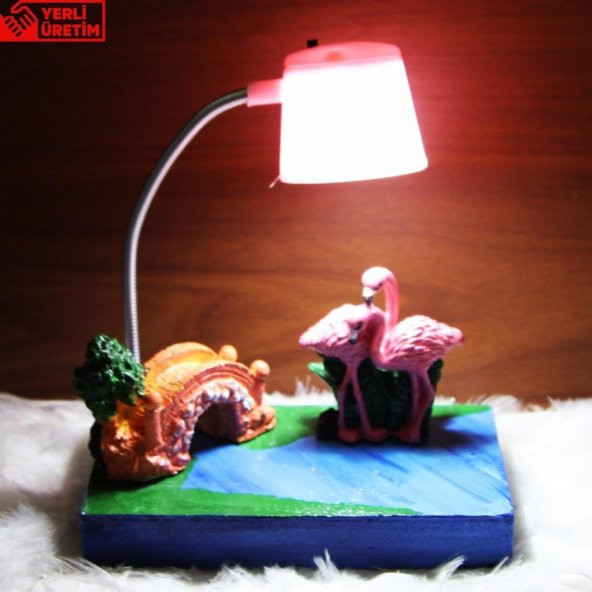Flamingoların Aşkı Işıklı Biblo Pembe Masa Gece Lambası Flamingo 6