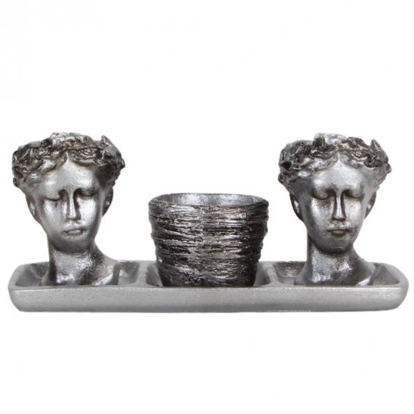 Trio Helen Kırılmaz Saksı Dekoratif Biblo Gümüş