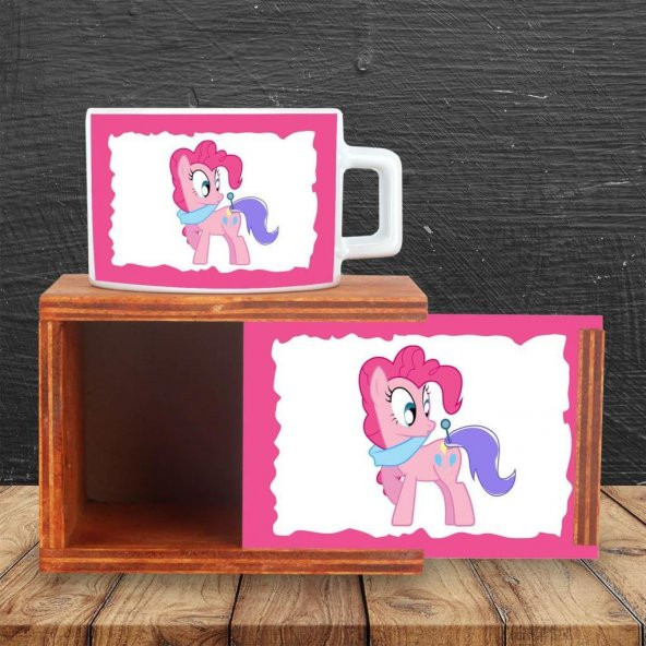 Pembe Unicorn Ahşap Doğal Kutulu Kupa - 2