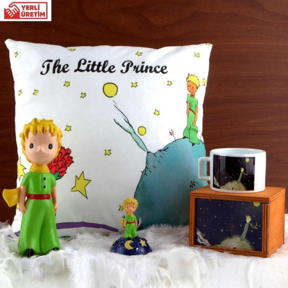 Küçük Prens Dörtlü Hediye Set Küçük Prens Kutulu Kupa 1 Büyük Yastık Çift Biblo