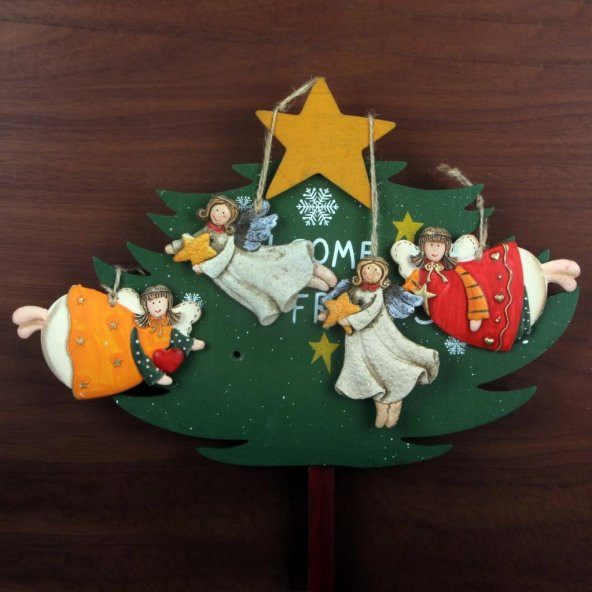 Büyük Boy Polyester Asmalı Melek Figürlü 4lü Süs Biblo 4