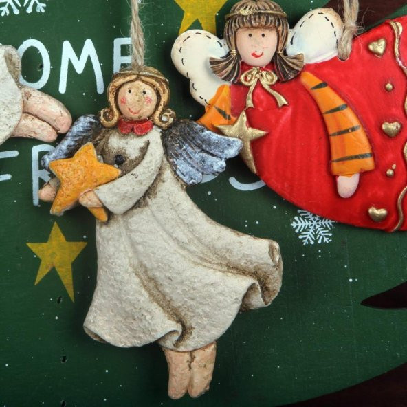 Büyük Boy Polyester Asmalı Melek Figürlü 4lü Süs Biblo 4 - 2