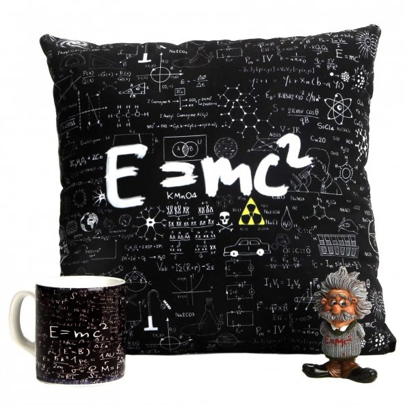 Einstein Biblo Einstein Yastık einstein Emc2 Kupa Hediye Seti