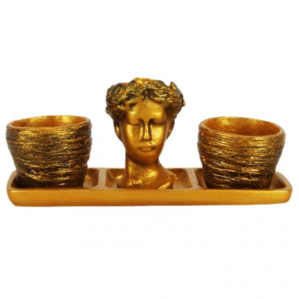 Trio Helen Kırılmaz Saksı Dekoratif Biblo Altın