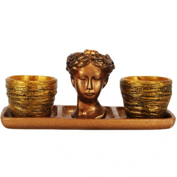 Trio Helen Kırılmaz Saksı Dekoratif Biblo Bronz