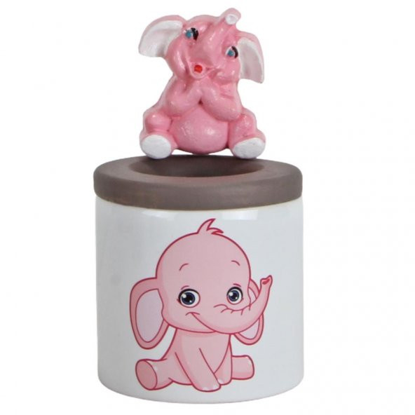 Fil Biblolu Kalemlik Seramik Pembe