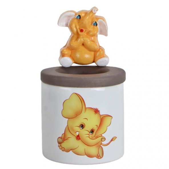 Fil Biblolu Kalemlik Seramik Sarı