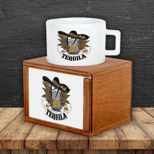 Tequila Ahşap Doğal Kutulu Kupa