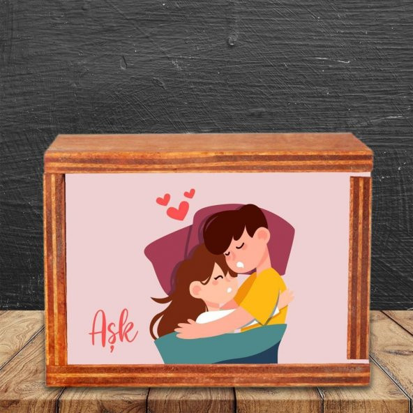 Aşk Uykusu Özel Ahşap Doğal Kutulu Kupa - 3