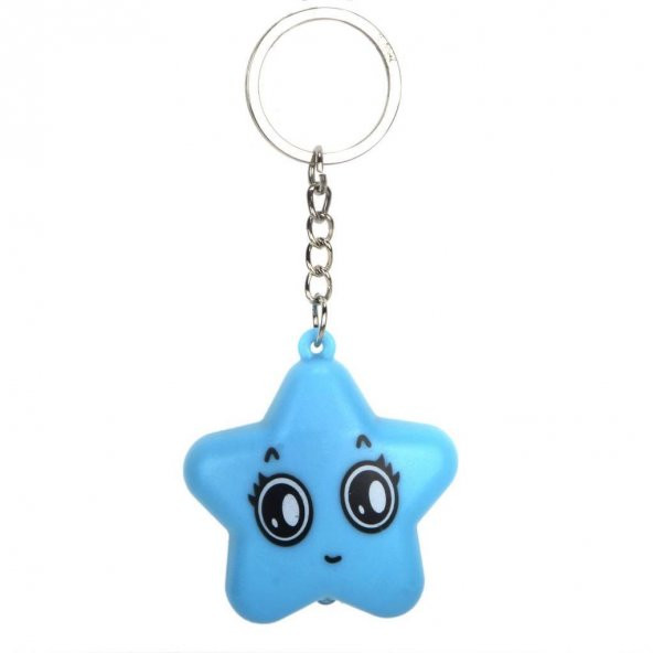 Yıldız Işıklı Sesli Anahtarlık Mavi