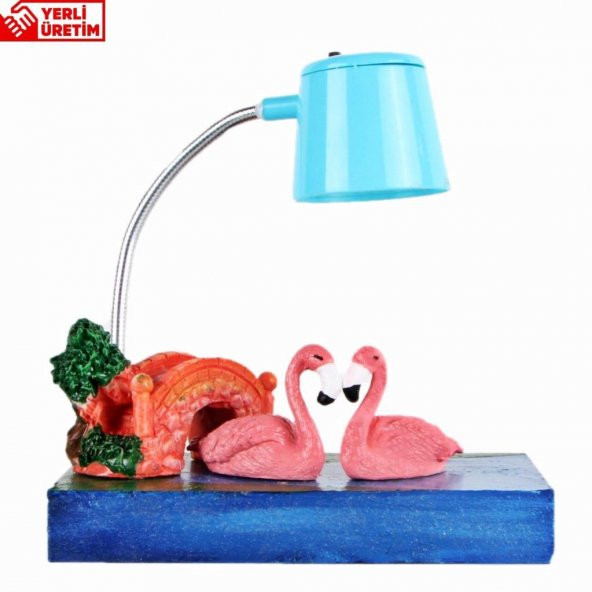 Flamingoların Aşkı Işıklı Biblo Mavi Masa Gece Lambası Flamingo 1 - 2