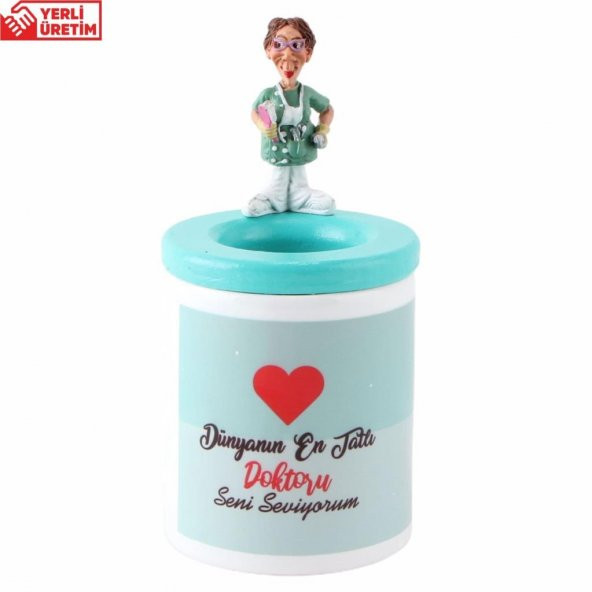 Dünyanın En Tatlı Doktoru Kalemlik Özel Dişçi Biblo Detaylı Seramik Kalemlik