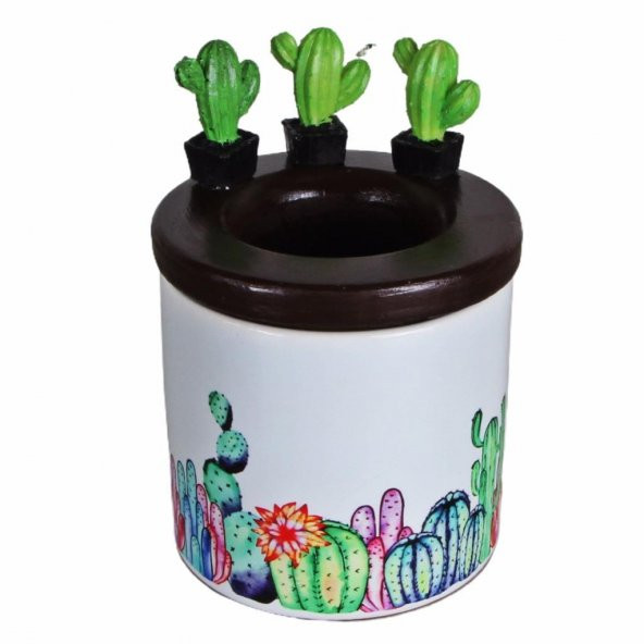 Kaktüs Biblolu Kalemlik Seramik