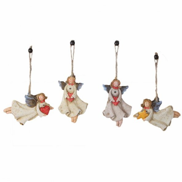 Büyük Boy Polyester Asmalı Melek Figürlü Dörtlü Süs Biblo 12