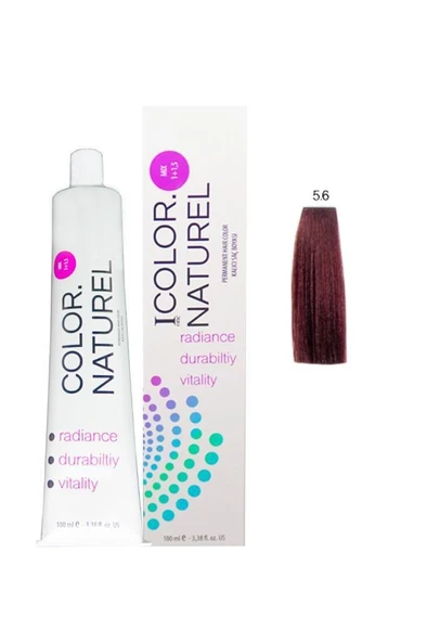 Color Naturel Kalıcı Saç Boyası 100 ml 5.6 Koyu Kızıl - 1