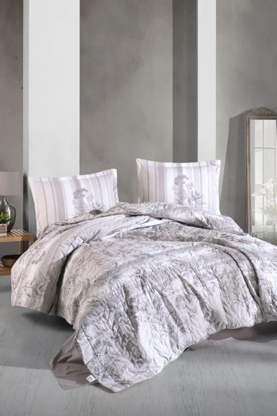 Clasy %100 Pamuk Tek Kişilik Dört Mevsim Set Simle V1 Gri ürün görseli