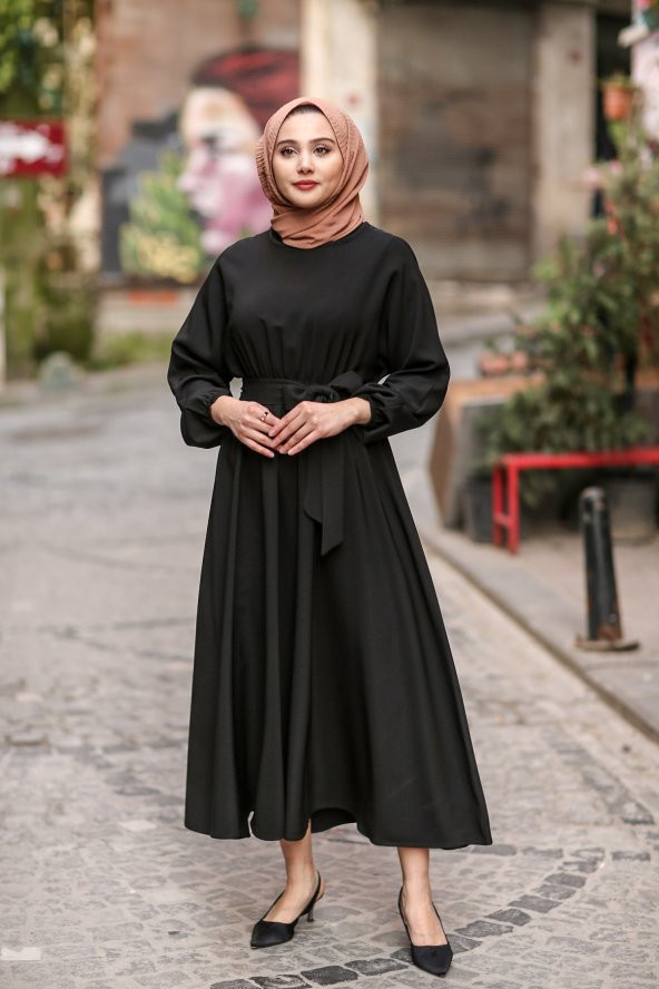 7069 Tesettür Elbi̇se - Siyah
