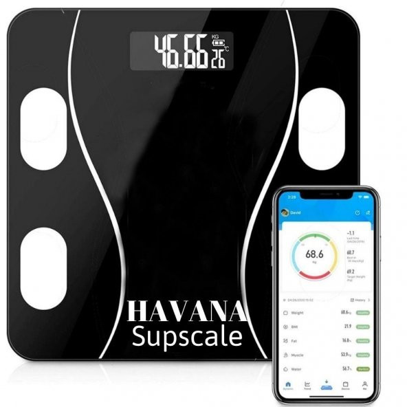 Supscale Dijital Baskül Yağ Su Kas Vücut Kitle Endeksi Kilo Ölçer Tartı