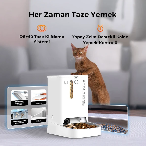 Petkit Yumshare Kameralı Çift Hazneli Akıllı Mama Kabı Beyaz (Resmi Distribütör Garantili) - 5