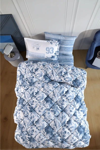 Clasy Ranforce %100 Pamuk Tek Kişilik Uyku Seti Mavi V1 Mavi - Resim 2