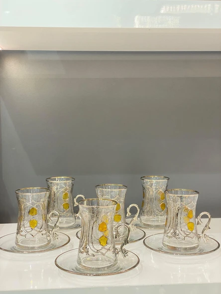 Pax 18 Parça Exclusive Lüks Kulplu Çay Seti Platin - 3