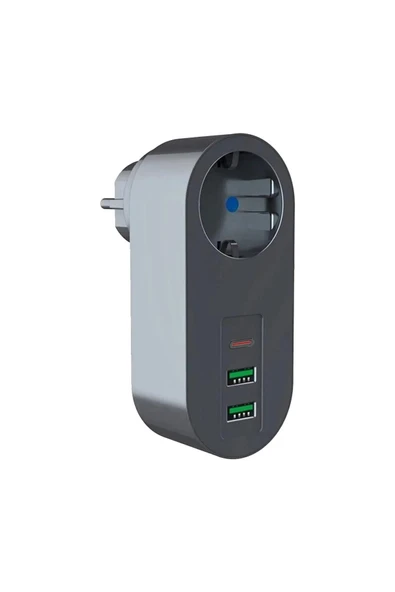 Termal Akım Korumalı Priz / 2 X Usb - 1 X Type-c Girişli ürün görseli 1