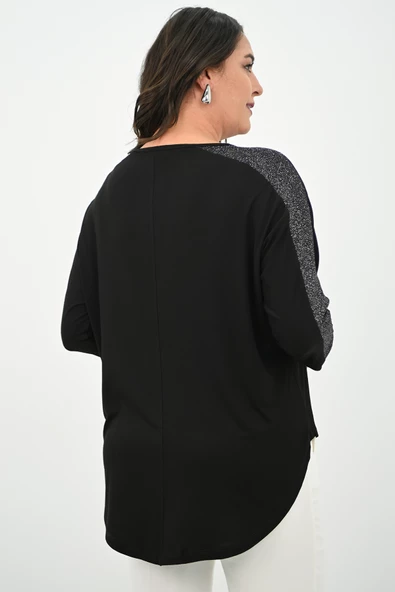 Kadın Büyük Beden Kolları Sim Detaylı Bluz 1855 - 6