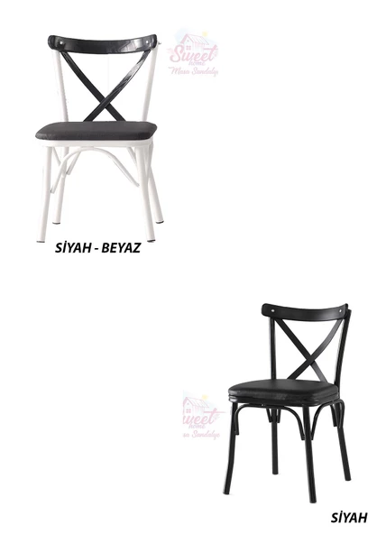 Açılır 60x100 Cm Mini Silva Beyaz Mermer Masa  4 Adet Çapraz Sandalye Takım - 4