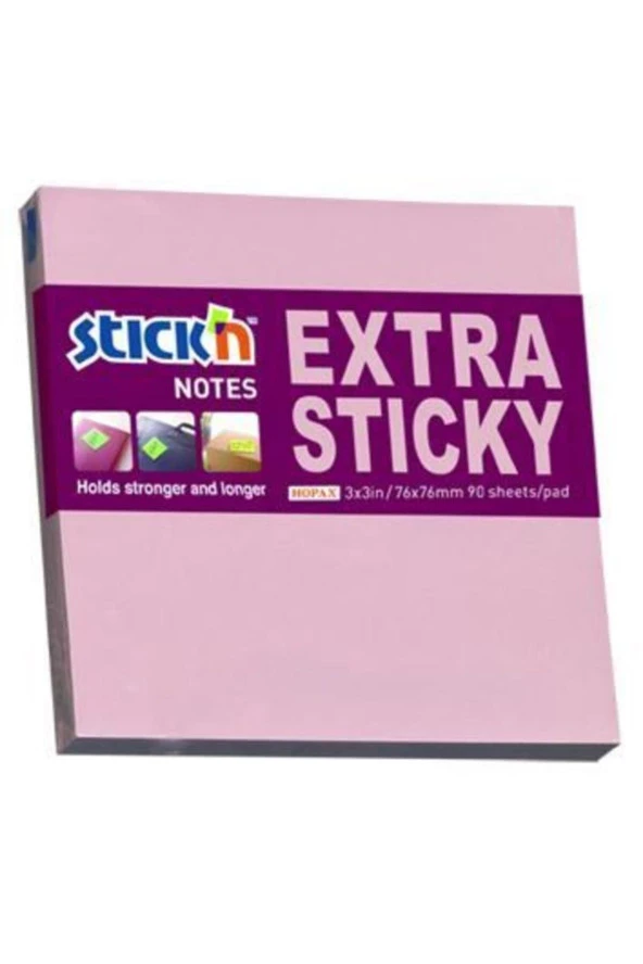 Hopax Stickn 76x76mm Extra Yapışkanlı Not Kağıdı Pastel Pembe 90 Yaprak