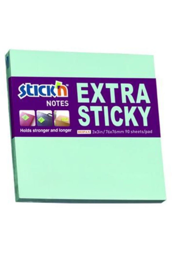 Hopax Stickn 76x76mm Extra Yapışkanlı Not Kağıdı Pastel Mavi 90 Yaprak