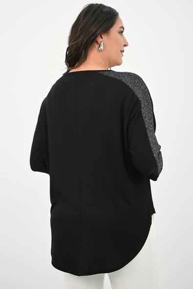 Kadın Büyük Beden Kolları Sim Detaylı Bluz 1855 - 6
