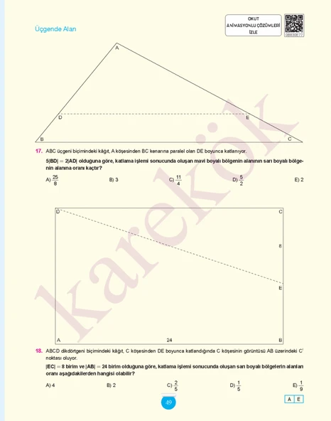 Karekök Yayınları TYT-AYT Geometride Kağıt Katlama Soruları ve Çözüm Stratejileri - Resim 5